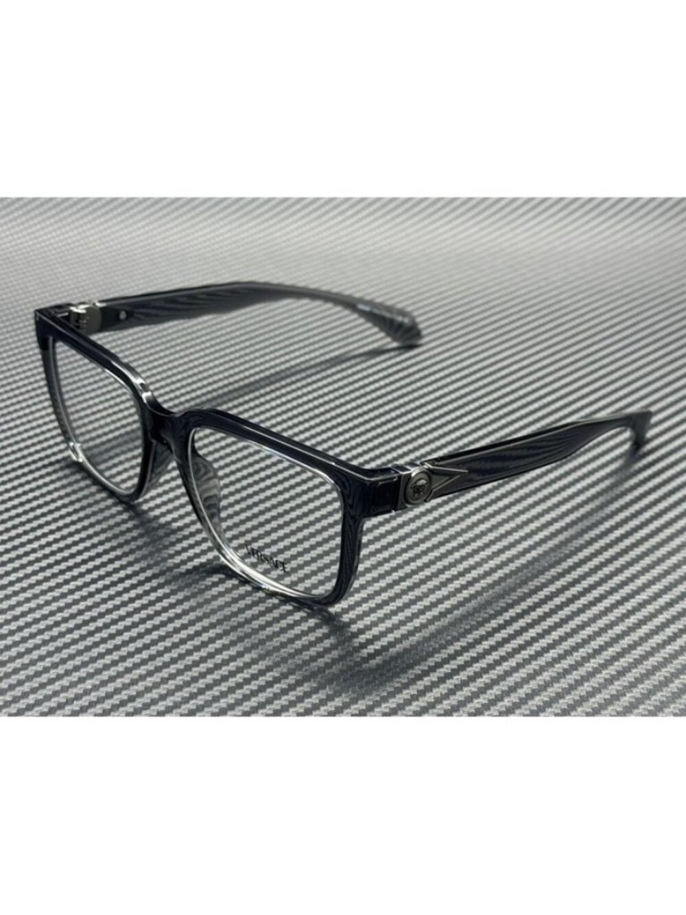 New Versace Men Transparent Grey Eyeglasses 55-18-140